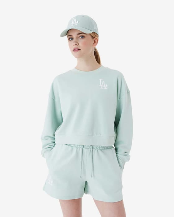 Sudadera New Era Le Crop Crew LA Dodgers verde blanquecino mujer