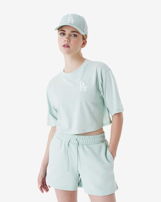 Camiseta New Era MLB Le Crop LA Dodgers manga corta verde blanquecino mujer