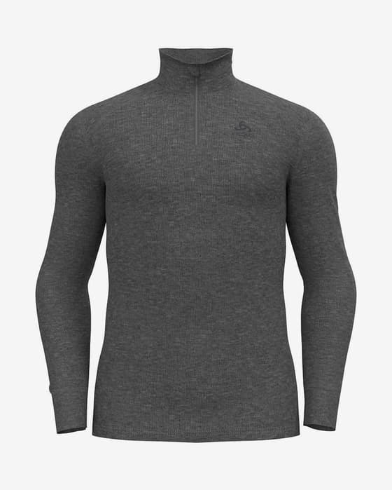 Odlo Active Warm ECO Half Zip Turtleneck Long Sleeve Base Layer Top Dark Grey