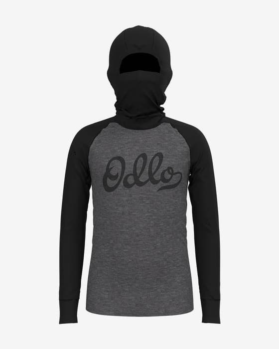Maillot de corps Odlo Active Warm Eco Kids Bl Facemask manche longue marron gris foncé enfant