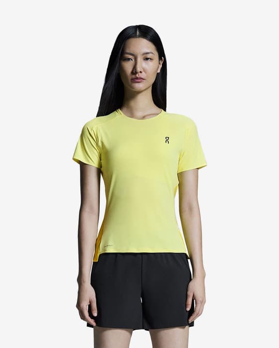 Camiseta On Performance manga corta amarillo ácido mujer