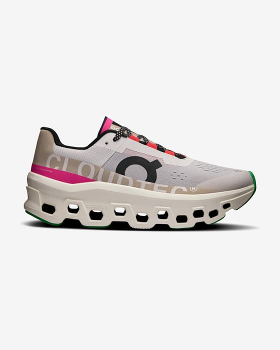On Cloudmonster shoes white beige fuchsia Women