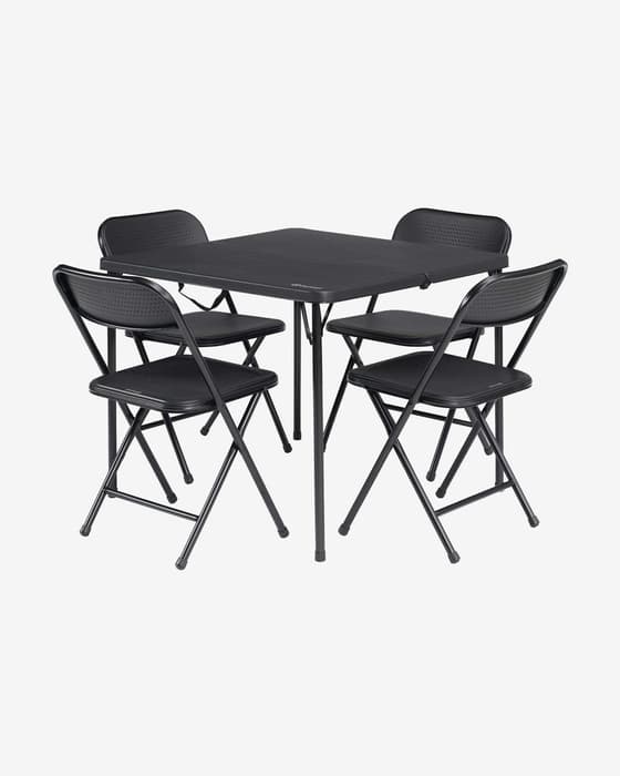 Mesa plegable Outwell Corda Picnic + 4 sillas plegables negro