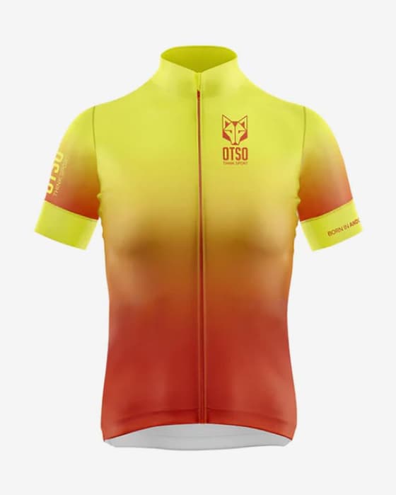 Maillot Otso Cycling manche courte orange jaune femme