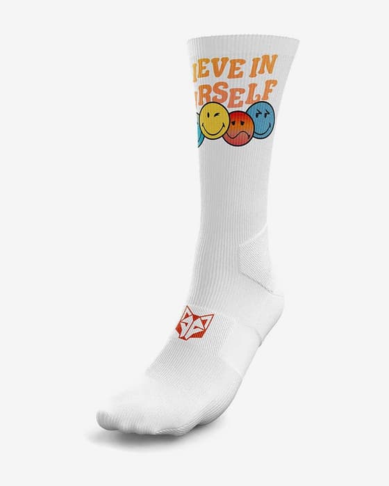 Calcetines Otso Smiley Believe blanco puro naranja