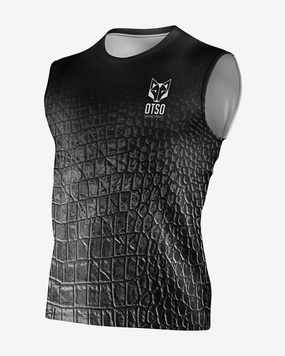 Camiseta Otso Snake sin mangas negro blanco