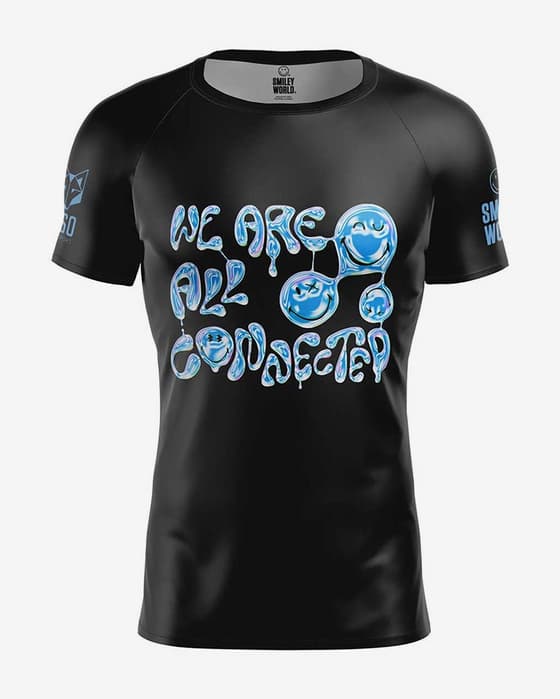 Camiseta Otso Smiley Connected manga corta azul negro puro