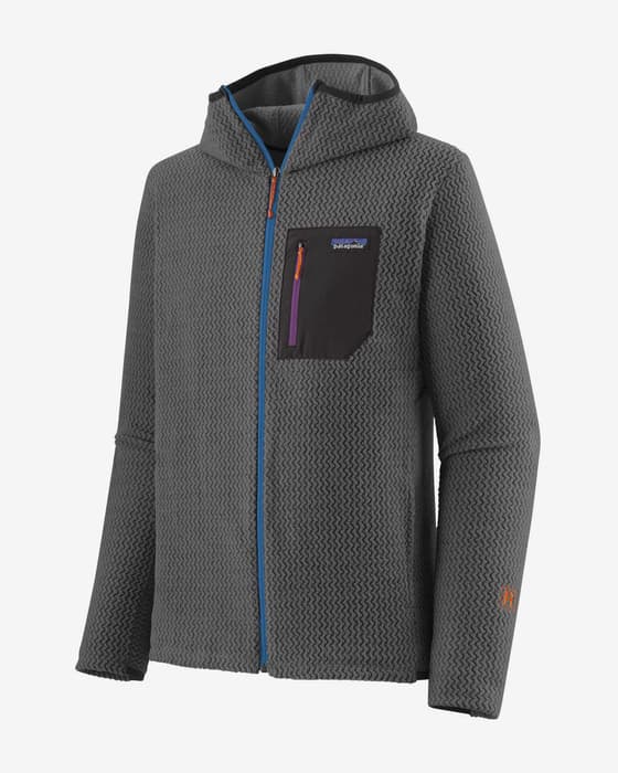 Forro polar con capucha Patagonia R1 Air Full Zip gris oscuro