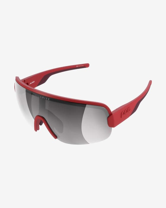 Gafas POC Aim rojo oscuro lente Clarity Road Sunny plata