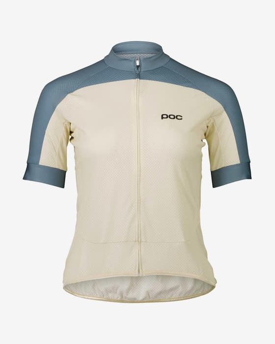 Maillot POC Essential Road Logo manche courte blanc crème bleu femme