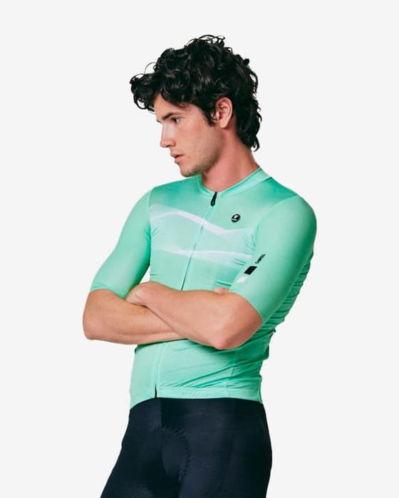 Maillot Pissei Tempo manche courte vert blanc