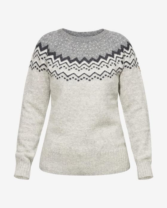 Jersey Fjällräven Övik Knit manga larga blanco gris mujer