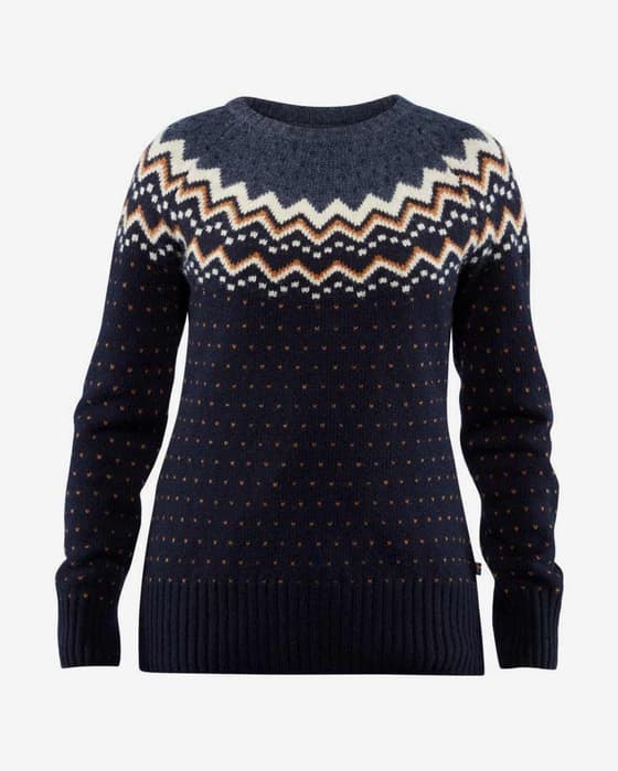 Jersey Fjällräven Övik Knit manga larga negro marrón blanco mujer