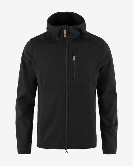 Giacca con cappuccio Fjällräven Keb Fleece nero