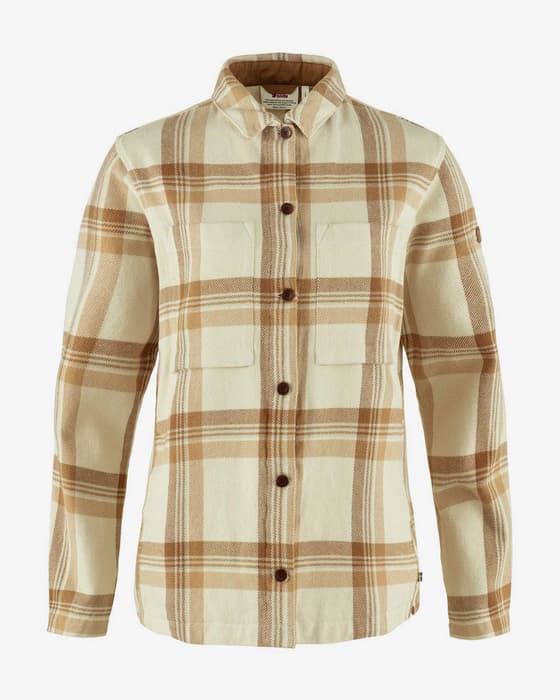 Camisa Fjällräven Singi Flannel manga larga blanco beige mujer