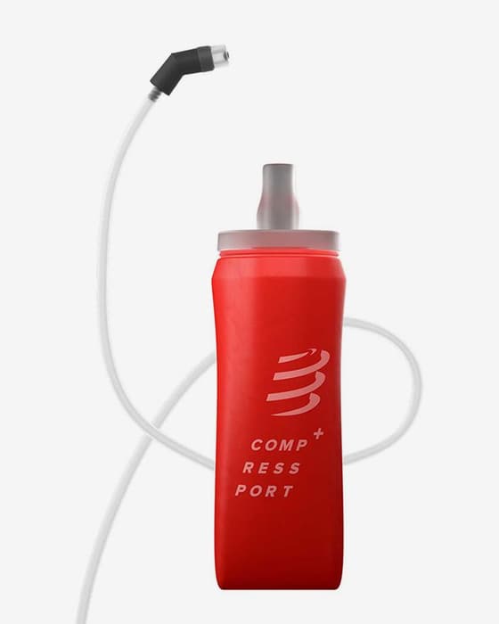 Bidón Compressport ErgoFlask 500 mL + Tubo rojo