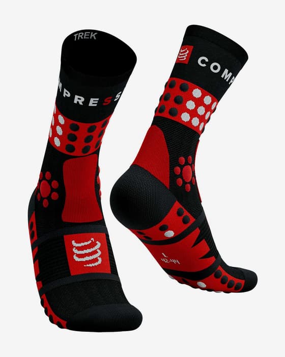 Calcetines Compressport Trekking negro rojo