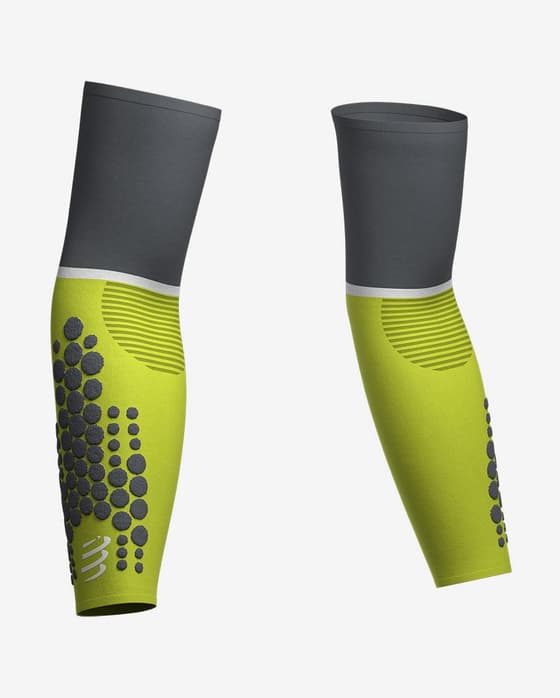 Manguitos Compressport ArmForce Ultralight verde lima gris
