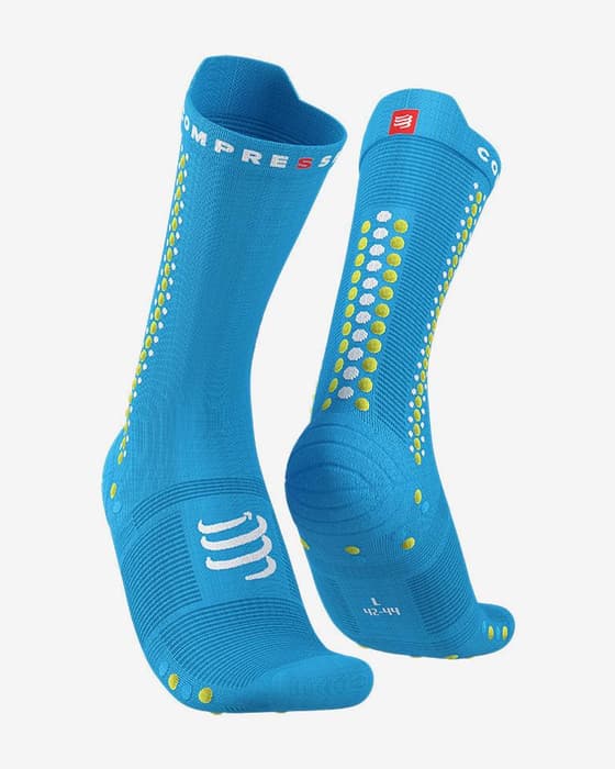 Calcetines Compressport Pro Racing v4.0 Bike azul amarillo