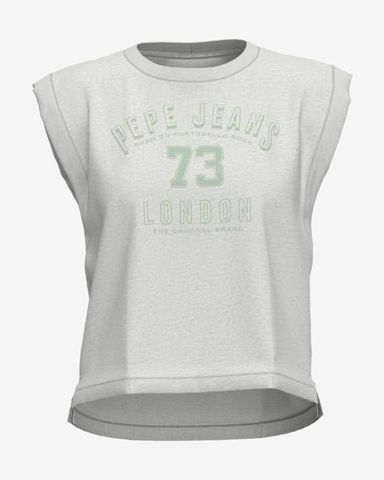 Camiseta Pepe Jeans Amber sin mangas blanco verde mujer
