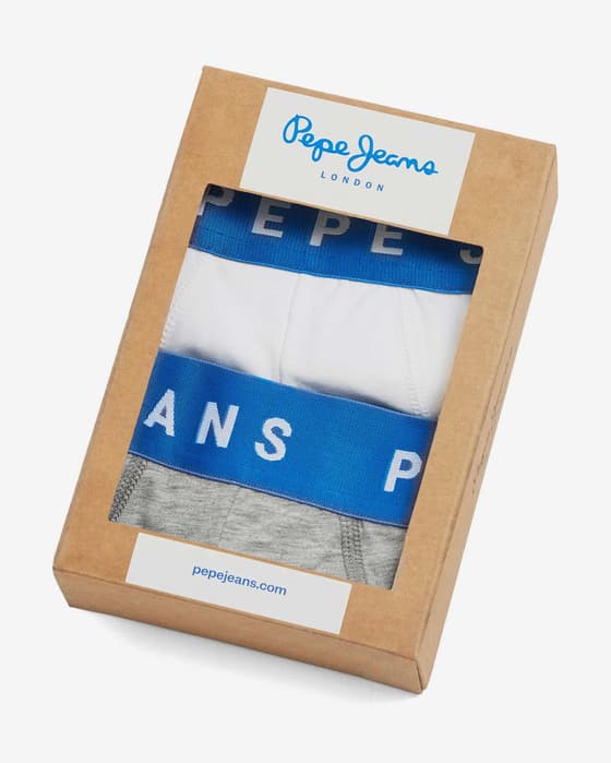Slip Pepe Jeans Capital Logo blanc gris bleu (2 unités)