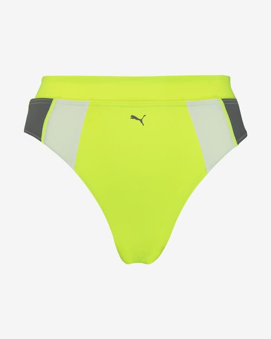 Culotte de bikini Puma Swim High Waist jaune blanc gris femme