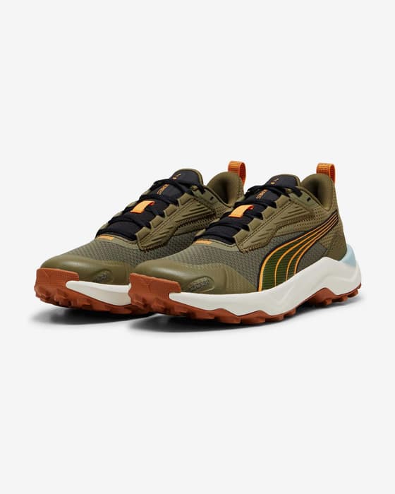 Zapatillas Puma Obstruct Profoam verde caqui naranja