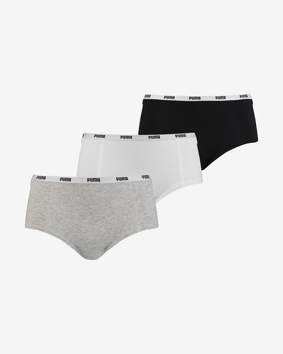 Braga Puma Mini Short negro blanco gris mujer (3 unidades)