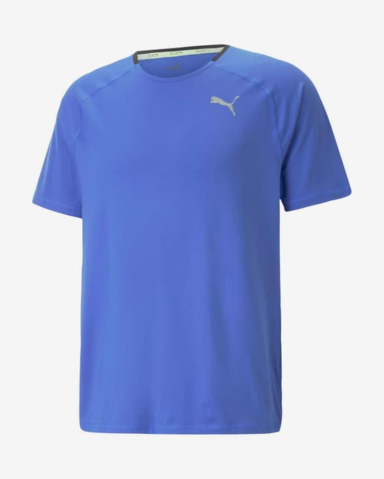 Camiseta Puma Run Cloudspun Logo manga corta azul gris