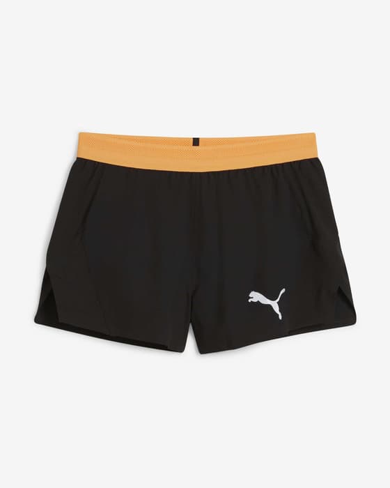 Pantalón corto Puma Run Ultrawave Velocity 3 Split negro puro naranja mujer