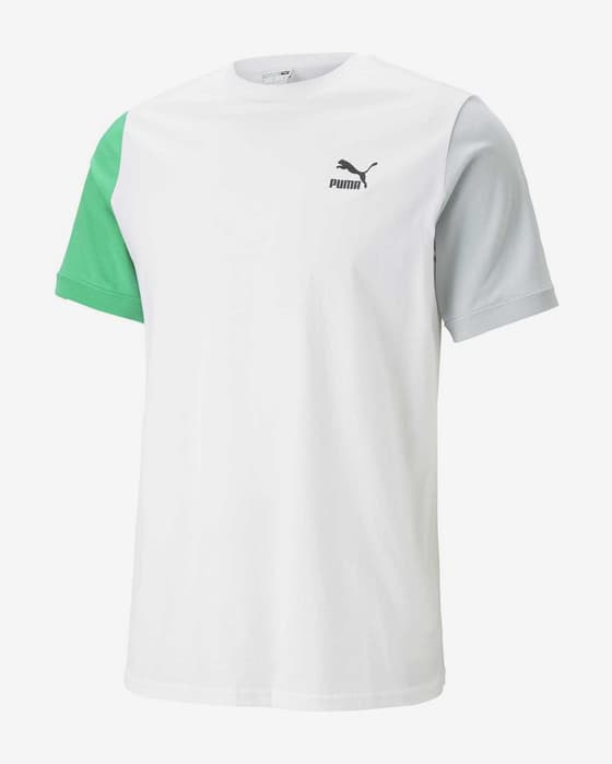 Camiseta Puma Classics Block manga corta blanco verde claro gris