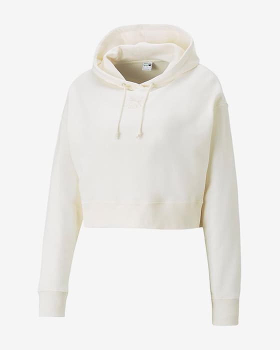 Sudadera con capucha Puma Cropped blanco mujer