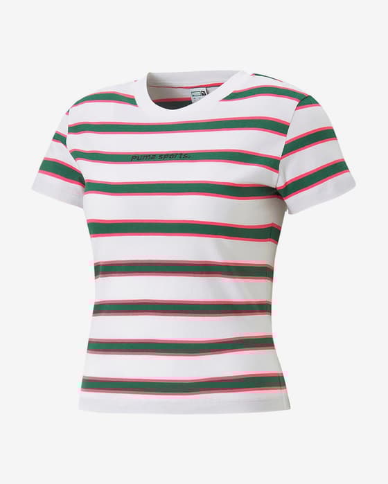 Camiseta Puma Team manga corta blanco verde rosa mujer