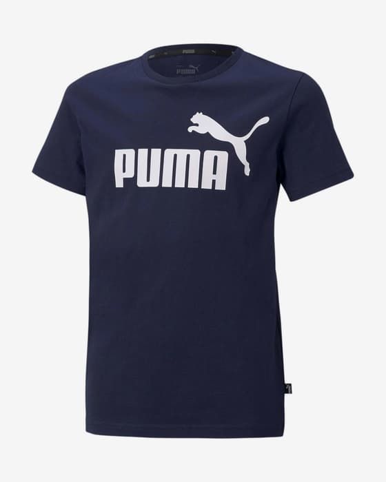 Camiseta Puma Essentials Logo manga corta azul marino blanco niño