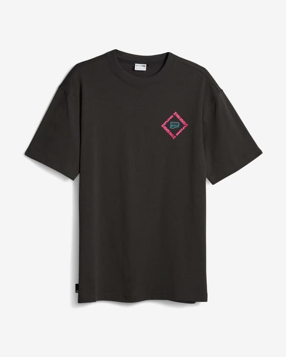 Puma Downtown Graphic Logo T-Shirt pechschwarz/rosa
