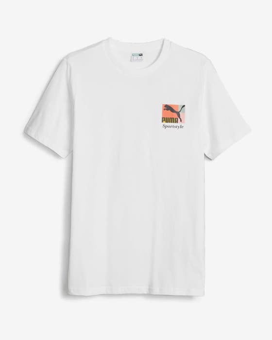 Camiseta Puma Classics Brand Love manga corta blanco naranja