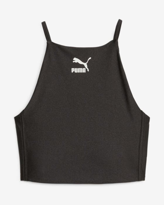 Top Puma T7 Shiny Crop nero donna
