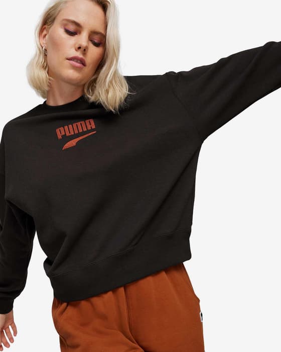 Sudadera Puma Downtown Oversized Crew negro puro rojo mujer
