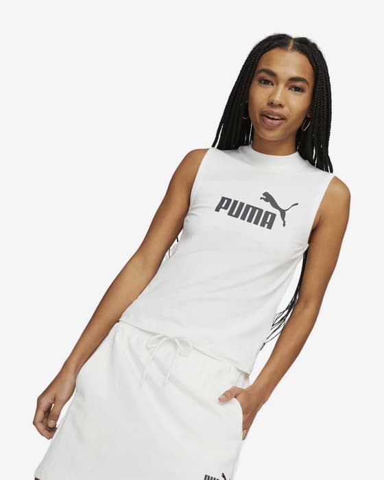 Camiseta Puma Slim Logo tirantes blanco puro negro mujer