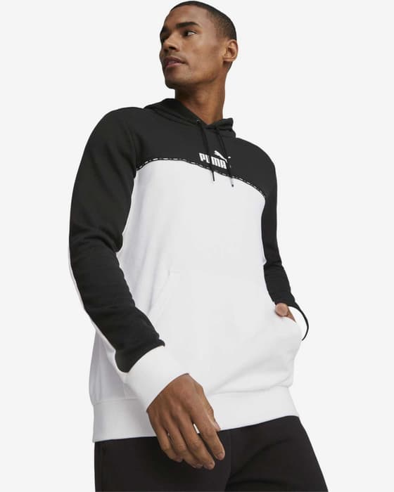 Sudadera con capucha Puma Essentials Block x Tape negro blanco puro