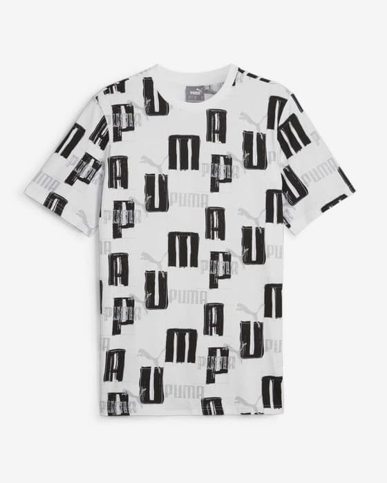 Camiseta Puma Essential Logo Lab AOP manga corta blanco puro negro