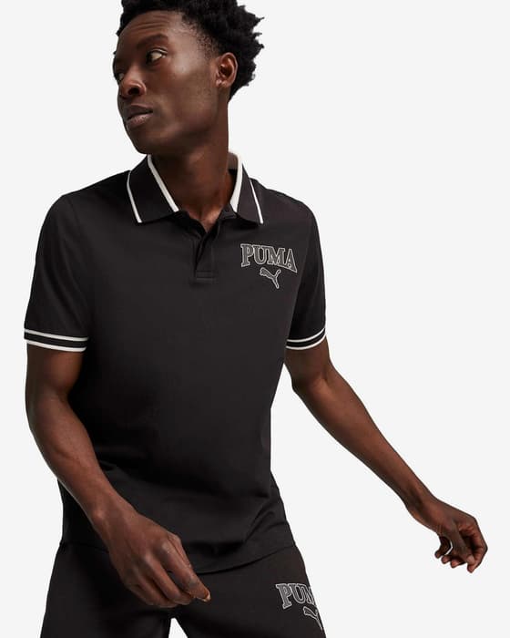 Polo Puma Squad Logo manga corta negro blanco