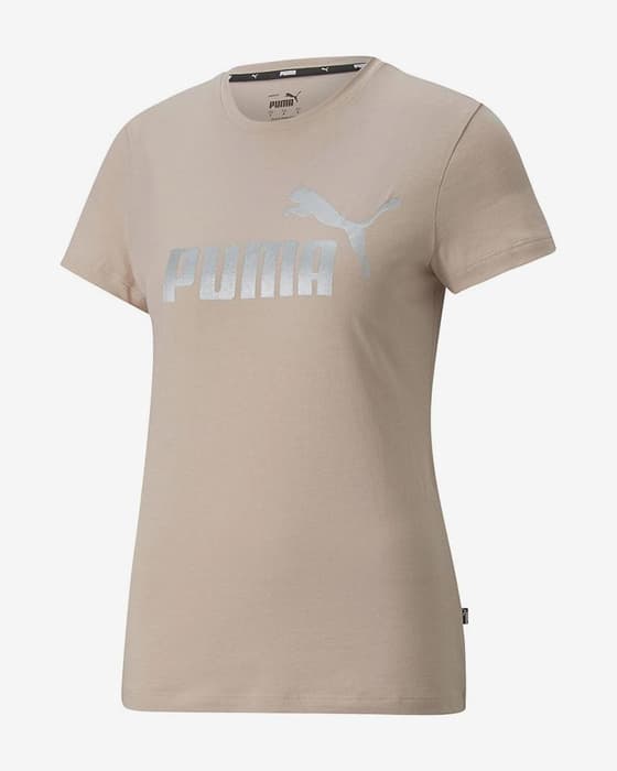 Camiseta Puma Essential + Metallic manga corta marrón claro mujer