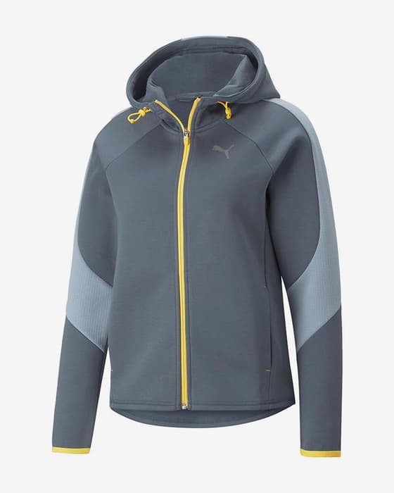 Sudadera con capucha Puma Evostripe Full Zip azul grisáceo mujer
