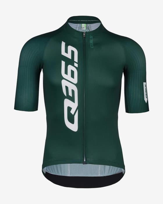 Maillot Q36.5 R2 Signature manche courte vert logo noir.
