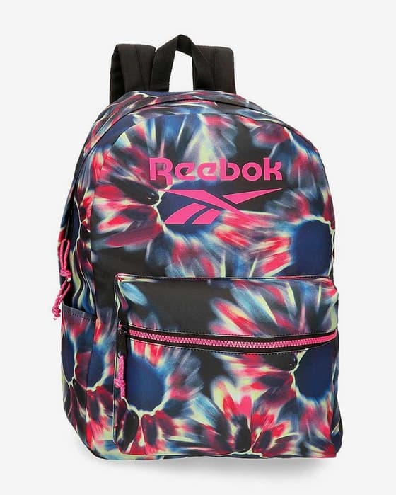 Mochila Reebok Floral 44cm rosa azul negro
