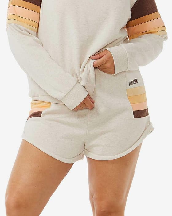 Pantalón corto Rip Curl Block Party Pista beige naranja marrón mujer