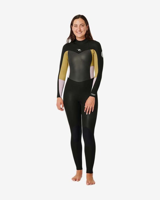 Traje neopreno Rip Curl Omega Steamer 4/3 mm negro amarillo rosa mujer