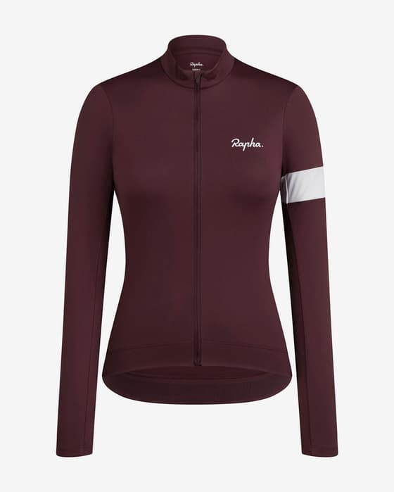 Maillot Rapha Core Thermal manga larga granate mujer