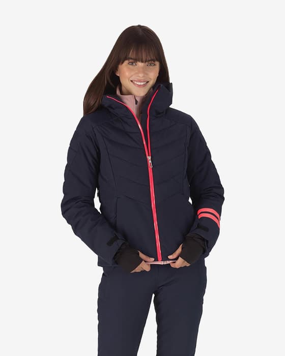 Chaqueta con capucha Rossignol Courbe PrimaLoft azul marino mujer